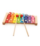 Instrument Muzical Xilofon din Lemn, 8 Note Muzicale, 2 Bete de Percutie, 4-6 Ani, Multicolor Pastel