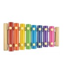 Instrument Muzical Xilofon din Lemn, 8 Note Muzicale, 2 Bete de Percutie, 4-6 Ani, Multicolor Pastel