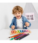 Instrument Muzical Xilofon din Lemn, 8 Note Muzicale, 2 Bete de Percutie, 4-6 Ani, Multicolor Pastel