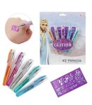 Set 5 pixuri cu gel glitter pentru tatuaje temporare, Printesa Ghetii