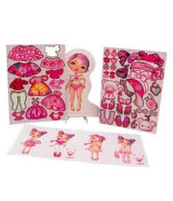 Joc magnetic, Sa imbracam Fetita, Roz, 50 piese