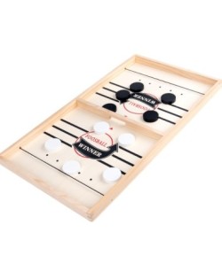 Joc Fooseball Interactiv, Tip Hockey pe Gheata, din Lemn, 10 Piese de Joc, +4 Ani, 54 x 29 cm, Multicolor
