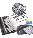 Joc Bingo din metal, 75 bile albe, portabil, 21 x 21 cm, negru