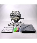 Joc Bingo din metal, 75 bile albe, portabil, 21 x 21 cm, negru