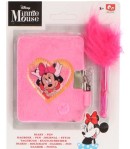 Jurnal din Plush cu lacat si pix pufos, Minnie Mouse, 11 cm, Roz