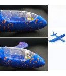 Avion planor cu pilot, polistiren, cu lumini in cabina pilotului, lungime 47 cm, Albastru, Avaleea