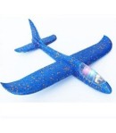 Avion planor cu pilot, polistiren, cu lumini in cabina pilotului, lungime 47 cm, Albastru, Avaleea