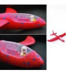 Avion planor cu pilot, polistiren, cu lumini in cabina pilotului, 47 cm, Rosu, Avaleea