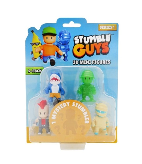 Set 5 mini figurine Stumble Guys, 3D Seria 1 - Megalodon, Punk Dude, Hatshepsut, Army Man