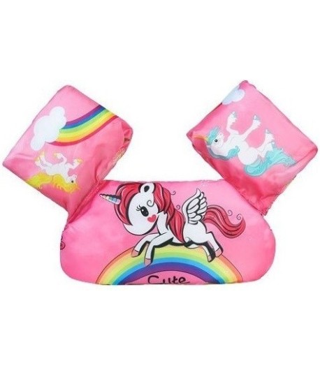 Vesta de salvare pentru copii cu aripioare de inot, Roz, Model Unicorn