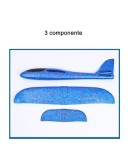 Avion planor cu pilot, polistiren, cu lumini in cabina pilotului, lungime 47 cm, Albastru, Avaleea