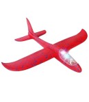 Avion planor cu pilot, polistiren, cu lumini in cabina pilotului, 47 cm, Rosu, Avaleea