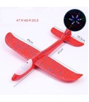 Avion planor cu pilot, polistiren, cu lumini in cabina pilotului, 47 cm, Rosu, Avaleea