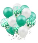 Set 15 baloane pentru petrecere, alb/verde, 30 cm