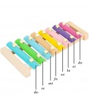Instrument Muzical Xilofon din Lemn, 8 Note Muzicale, 2 Bete de Percutie, 4-6 Ani, Multicolor Pastel