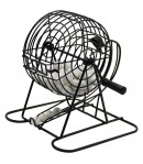 Joc Bingo din metal, 75 bile albe, portabil, 21 x 21 cm, negru