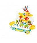 Jucarie educativa pentru copii, Set 258 piese, 6 in 1, Valiza cu bormasina, Multicolor