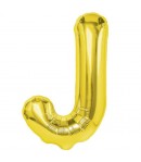 Balon Folie Metalizata Litera J, 40 cm, Umflati cu Heliu sau Aer, Ambalaj Individual, Pai inclus, Auriu