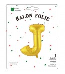 Balon Folie Metalizata Litera J, 40 cm, Umflati cu Heliu sau Aer, Ambalaj Individual, Pai inclus, Auriu